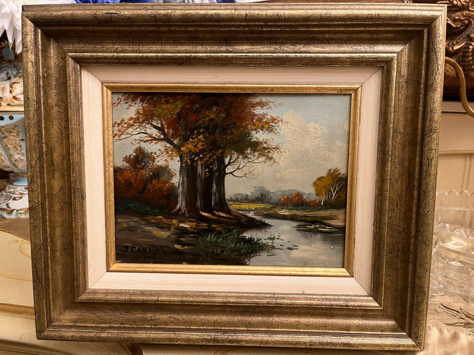 Antiek olieverf landschap natuur schilderij, Ophalen of Verzenden