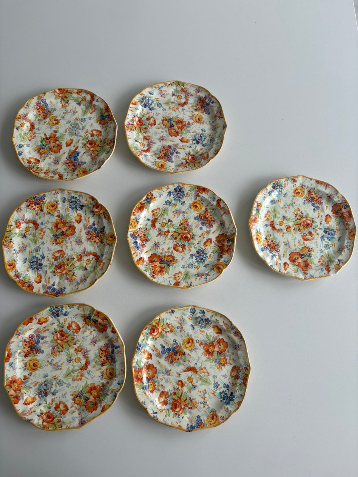 Societe Ceramique Mille Fleurs gebaksborden, Antiek en Kunst, Antiek | Servies los, Ophalen of Verzenden