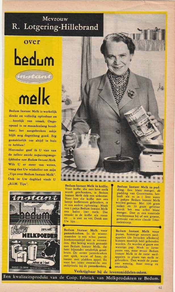retro reclame 1959 Bedum zuivelfabriek mevr. Lotgering, Verzenden, Overige typen