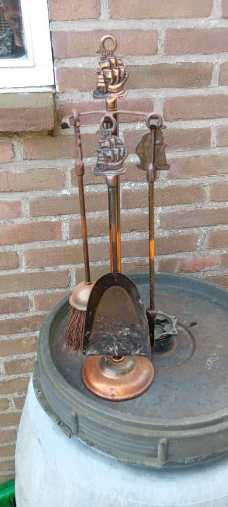 Antieke haardset met scheepsmotief, Ophalen of Verzenden