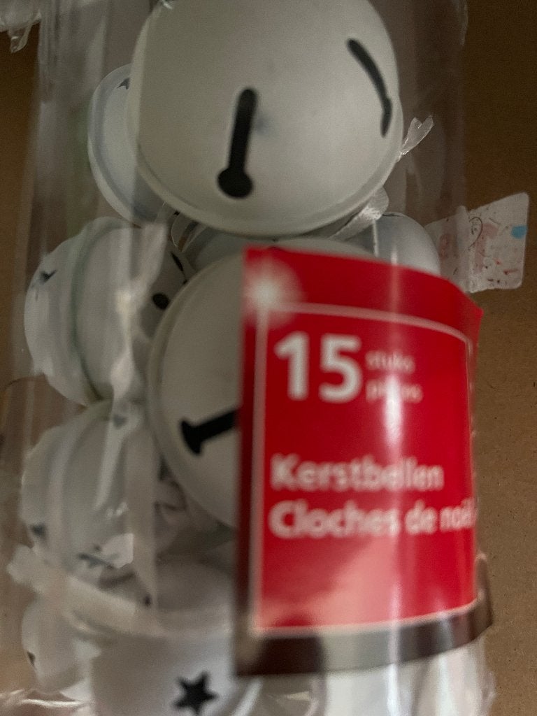 15 Kerstbellen (Belgeluid) Wit Nieuw in de Verpakking, Diversen, Kerst, Ophalen of Verzenden, Nieuw