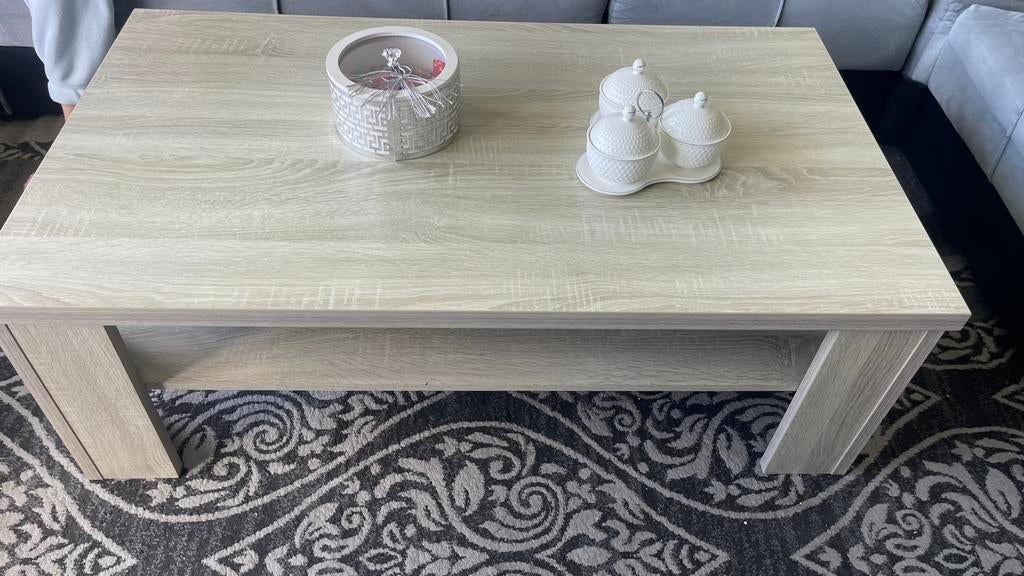 Eettafel, salontafel en 6 stoelen, Huis en Inrichting, Tafels | Salontafels, Ophalen, Zo goed als nieuw, Rechthoekig, 50 tot 100 cm