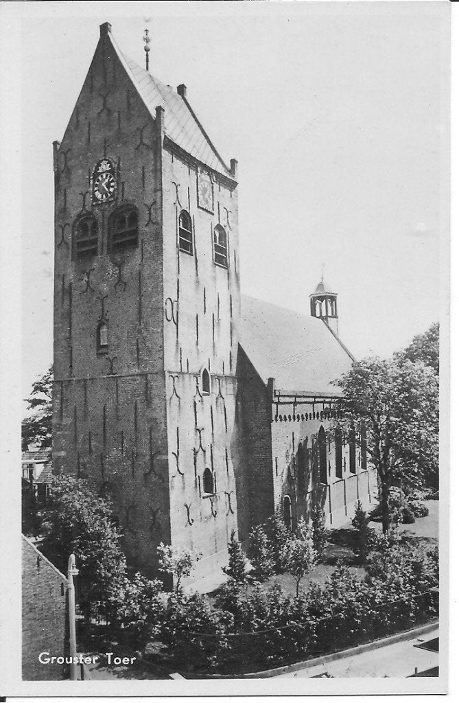 Oude Ansichtkaart Grouster Toer Kerk Friesland   Grouw, Ophalen of Verzenden, 1940 tot 1960, Ongelopen, Friesland