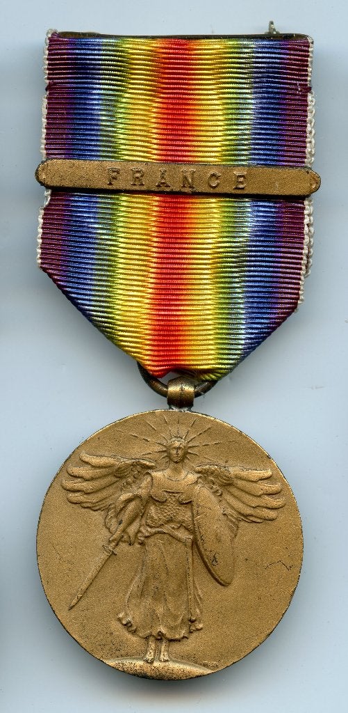 WO1 US Victory Medal met "France" Clasp, Verzenden, Landmacht, Amerika, Lintje, Medaille of Wings