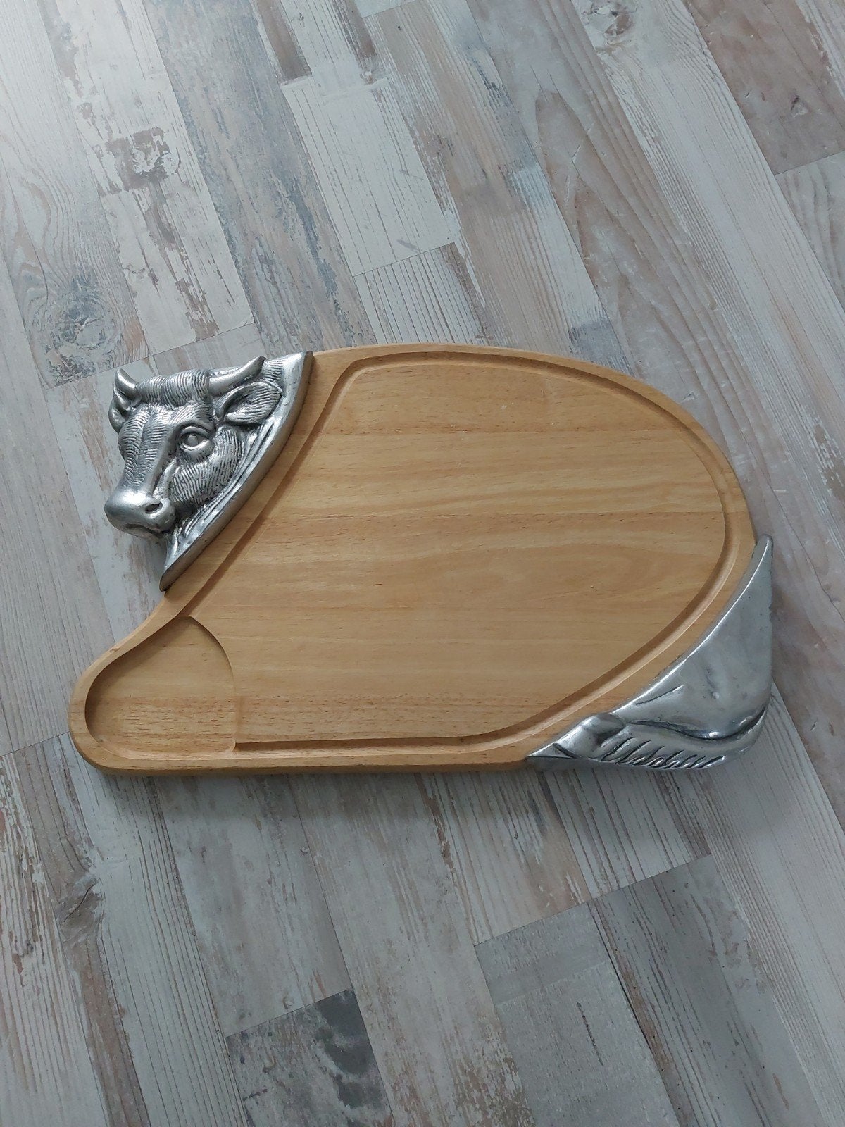Snijplank met stierenkop - Winsome Wood, Ophalen, Hout, Snij-/serveerplank, Zilver