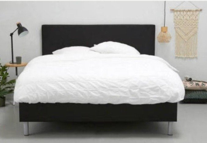Zo goed als nieuwe boxspring, zwart 160x200, Ophalen, Zwart, Tweepersoons, Zo goed als nieuw