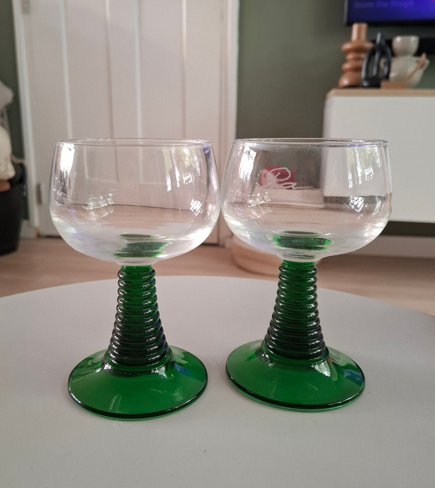 Luminarc Roemer wijnglazen - set van 2 met groene voet, Ophalen of Verzenden