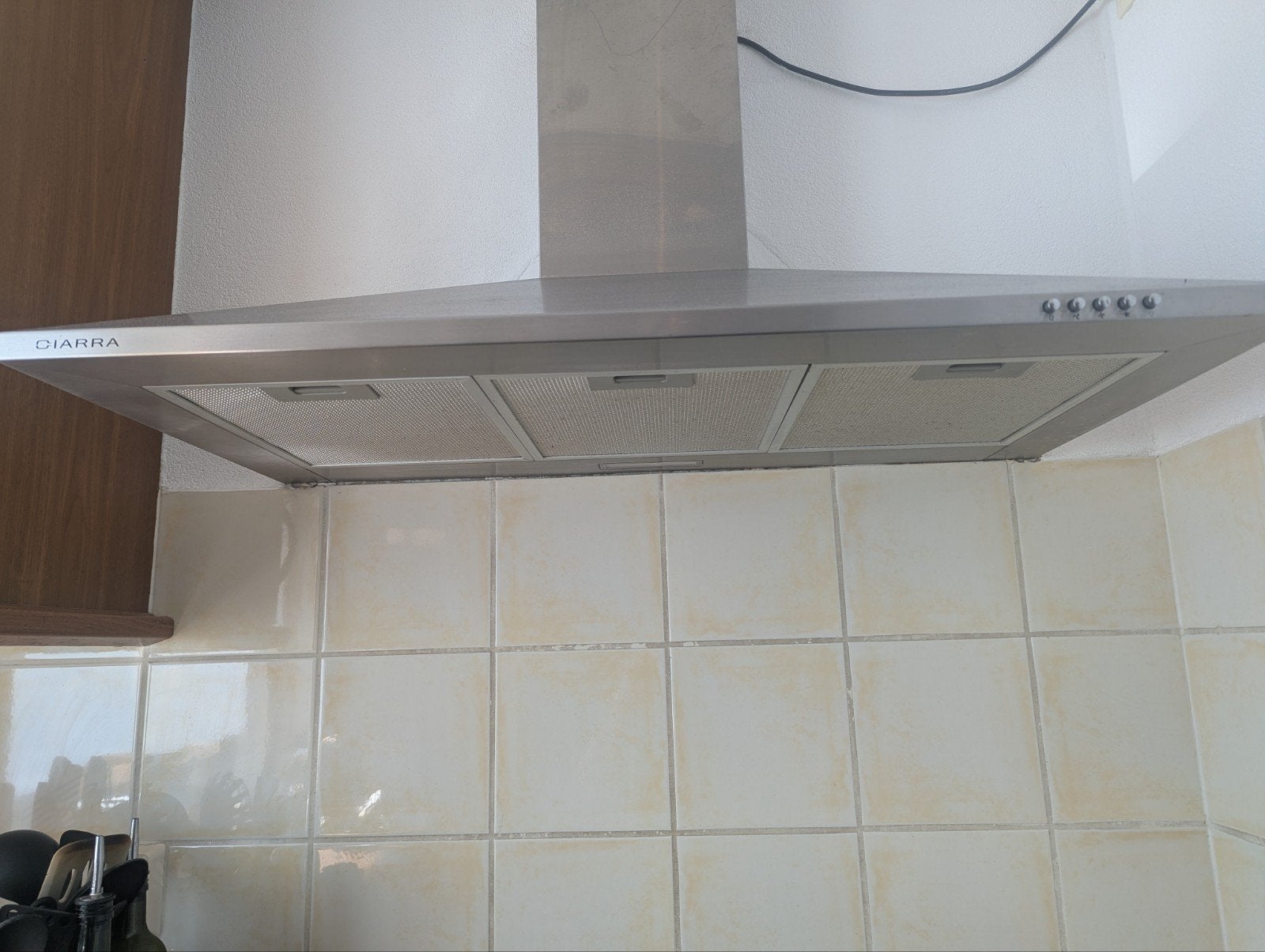 Afzuigkap 90 cm, Ophalen, Gebruikt, Wandschouwkap, Motor