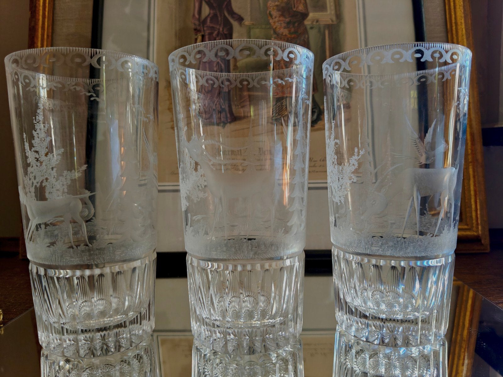3 Val Saint Lambert kristallen glazen – jachttaferelen, 14cm, Verzenden