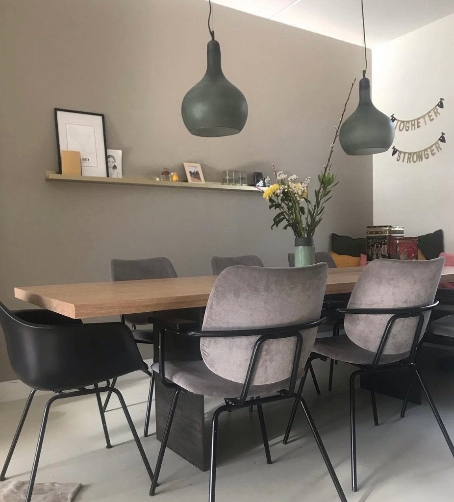 6x Bodilson Eetkamerstoelen - Grijze Velours/Stof, Ophalen, Gebruikt, Vijf, Zes of meer stoelen, Stof