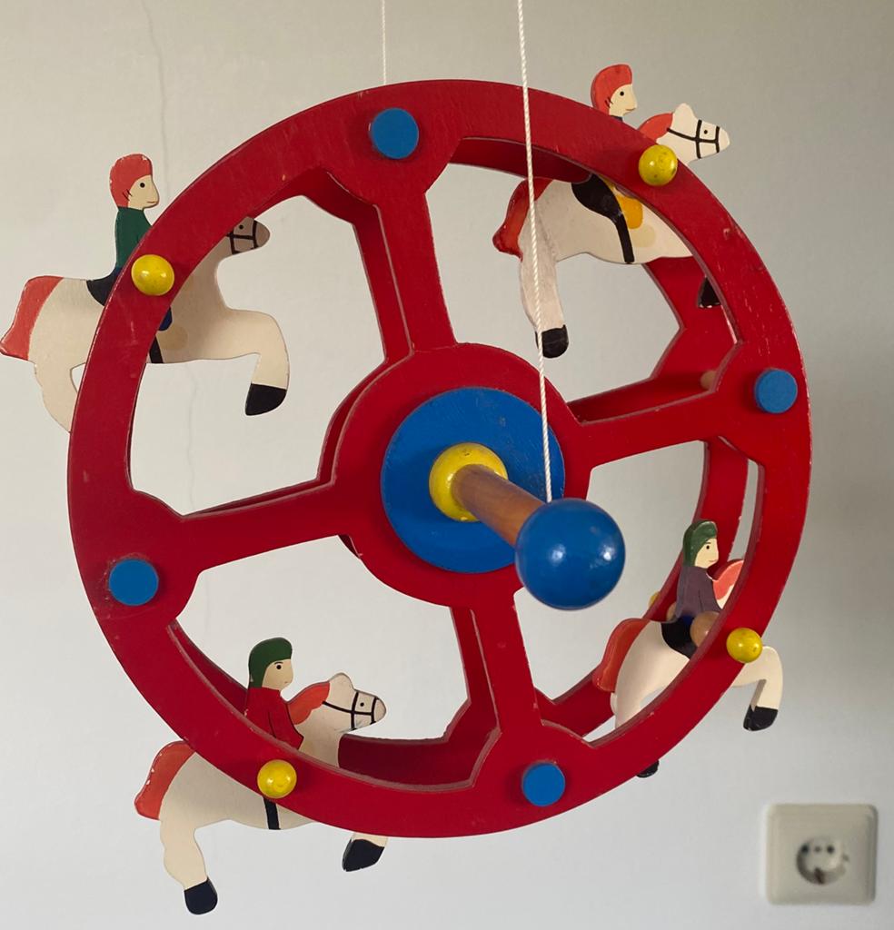 Houten Carrousel Mobiel Vintage, Kinderen en Baby's, Speelgoed | Houten speelgoed, Ophalen of Verzenden, Gebruikt, Overige typen