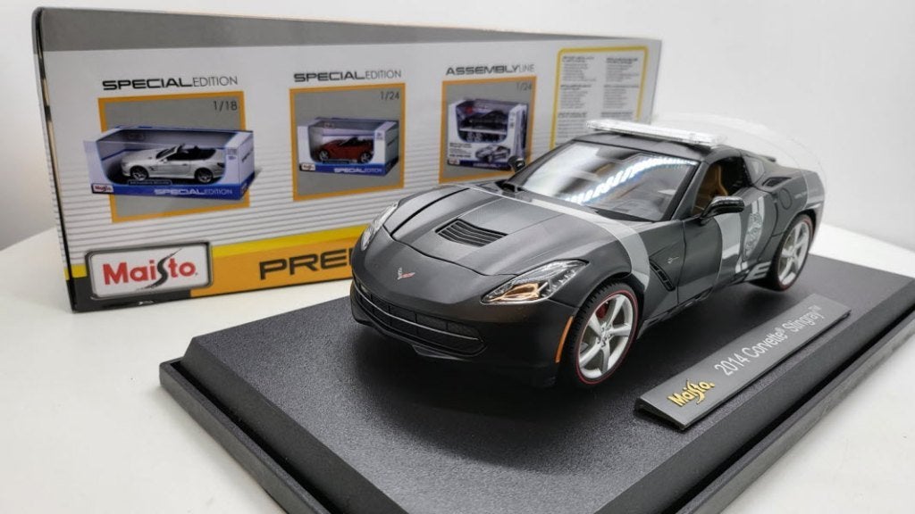 Chevrolet Corvette (C7) Stingray, matt-zwart, Police, 2014, Hobby en Vrije tijd, Maisto, Auto, Maisto, Nieuw