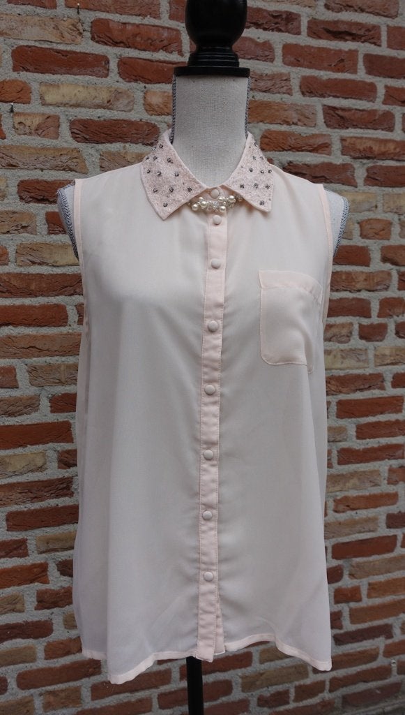 licht roze blouse - Atmosphere - met zirkoniasteentjes nl 42, Maat 42/44 (L), Ophalen of Verzenden, Zo goed als nieuw, Roze