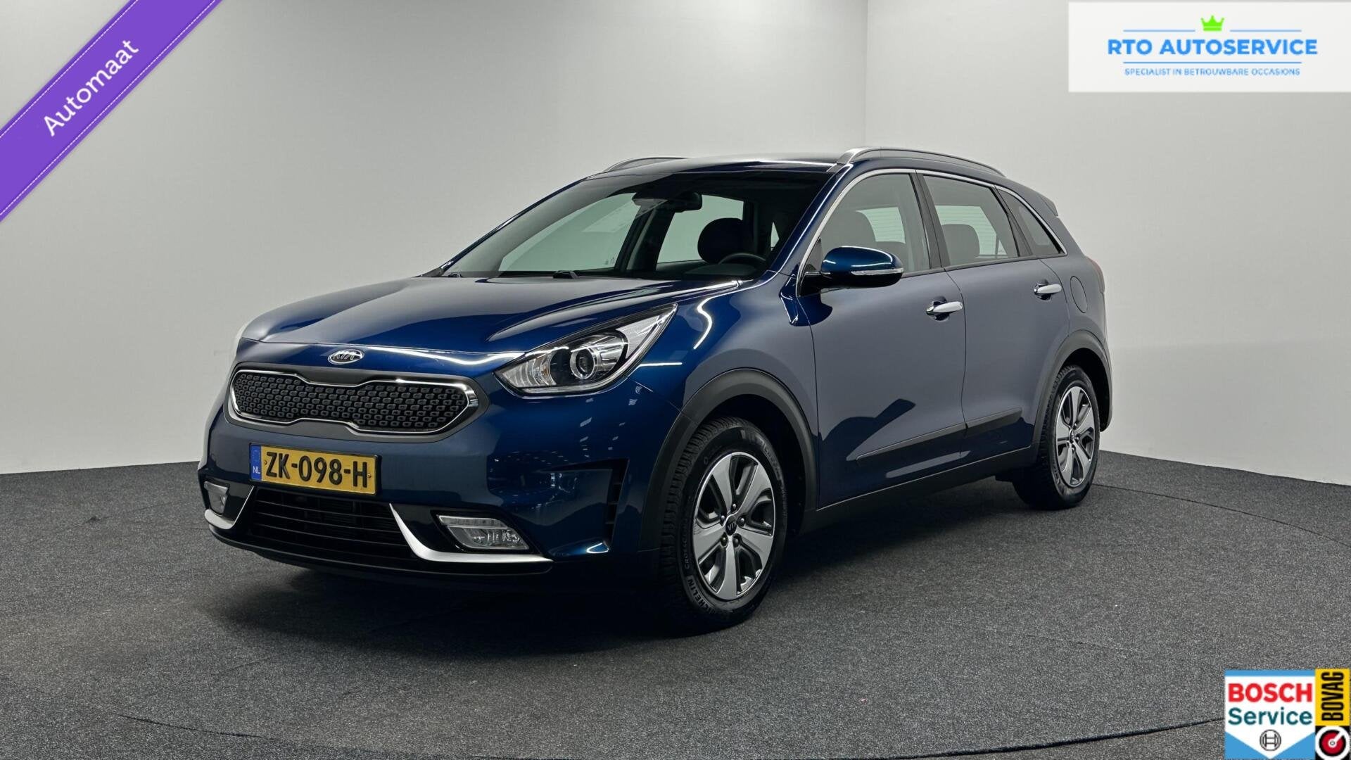 Kia Niro 1.6 GDi Hybrid ExecutiveLine CAMERA NAVI ECC TREKHA, Auto's, Gebruikt, Met garantie (alle), Blauw, Leder en Stof