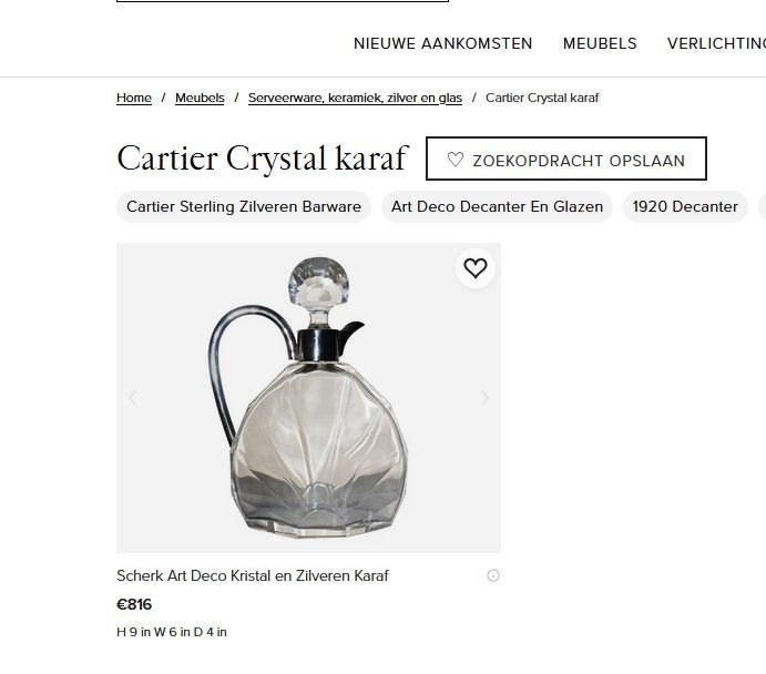 ANTIEKE Cartier Crystal karaf decanter, Antiek en Kunst, Ophalen