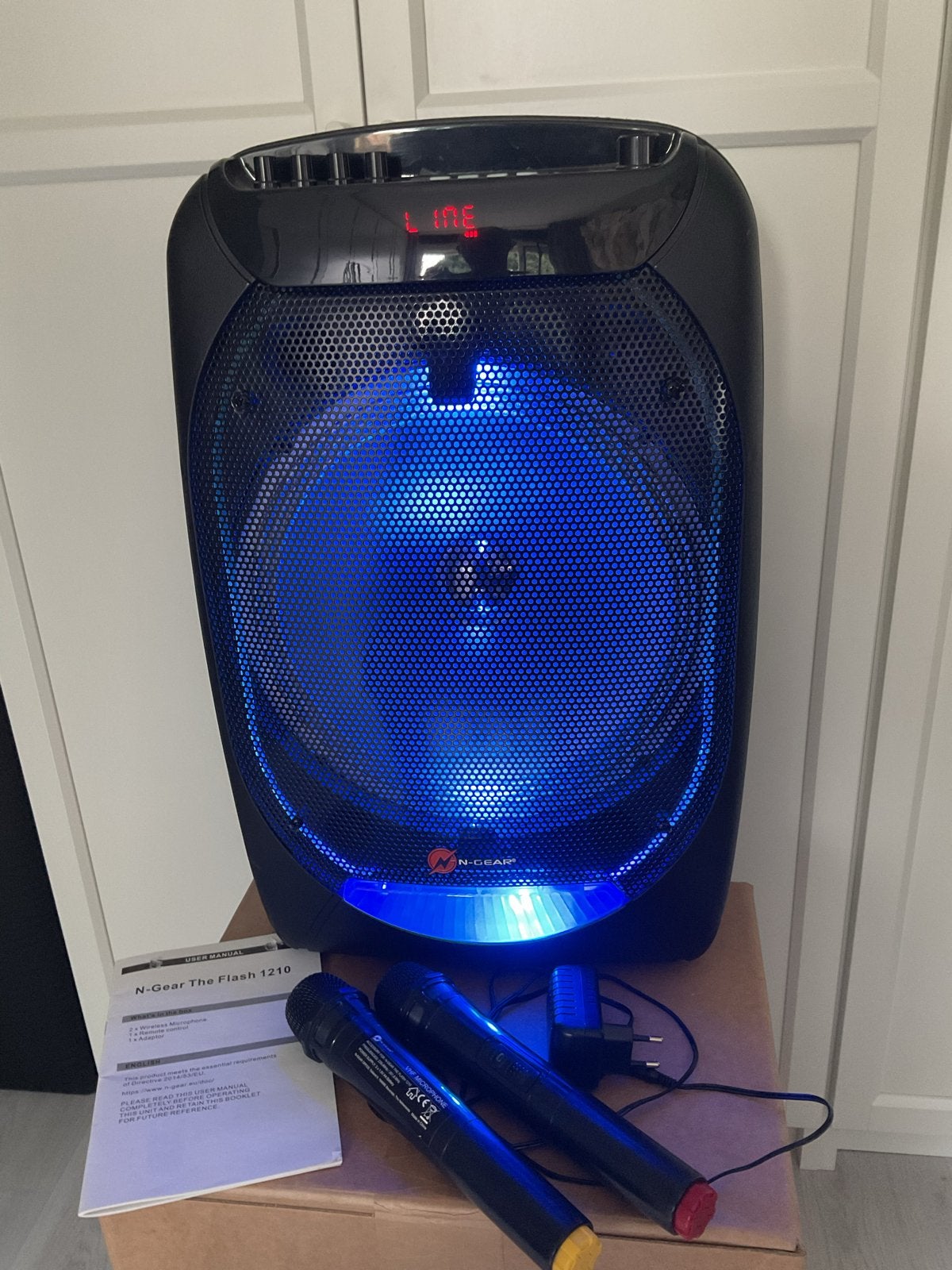 N-GEAR THE FLASH 1210 Party Speaker met 2 microfoons, Party speaker, Zo goed als nieuw, Bluetooth, Ophalen