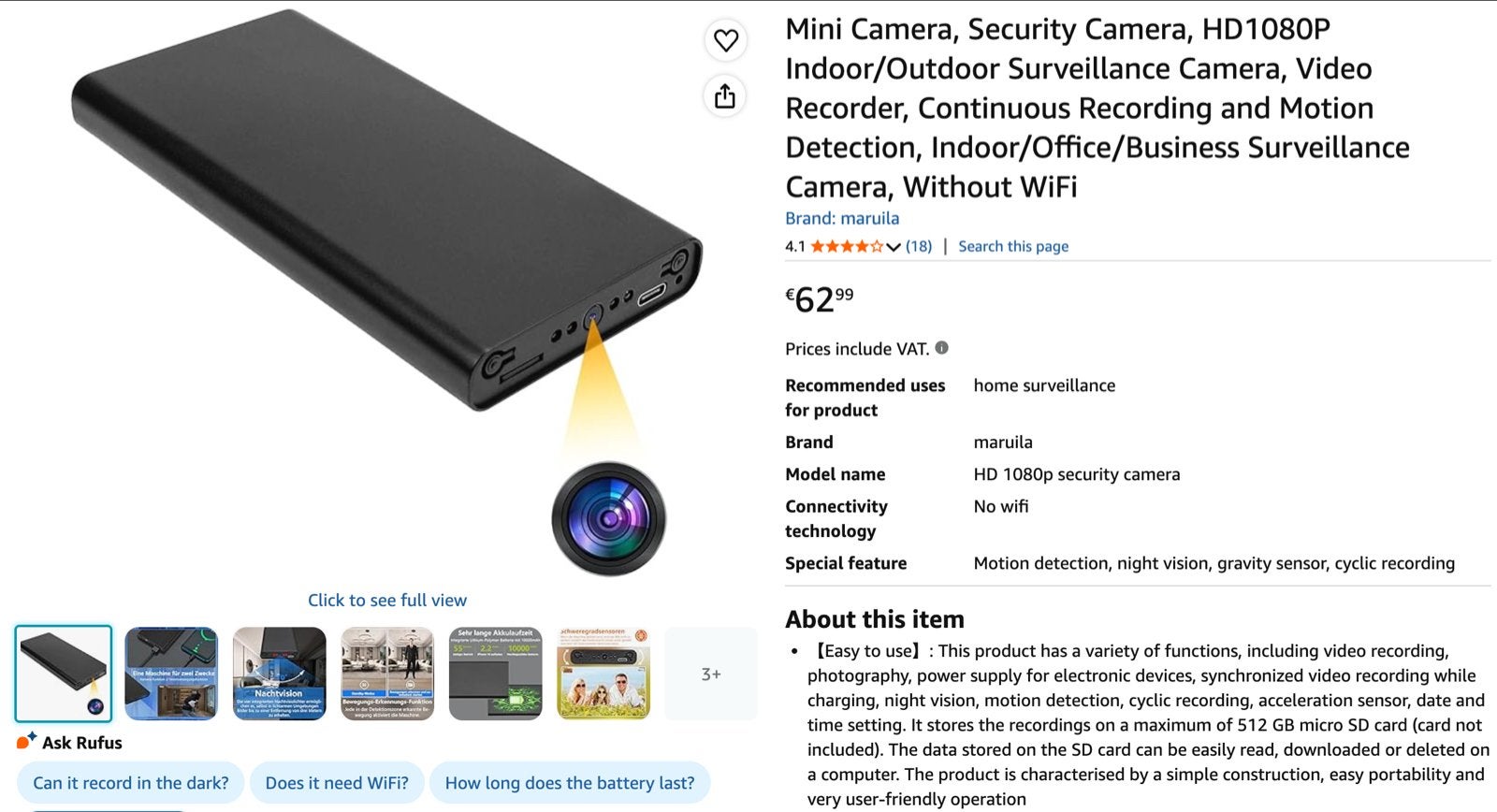 Mini Beveiligingscamera HD1080P - Binnen/Buiten Surveillance, Audio, Tv en Foto, Videobewaking, Ophalen, Nieuw