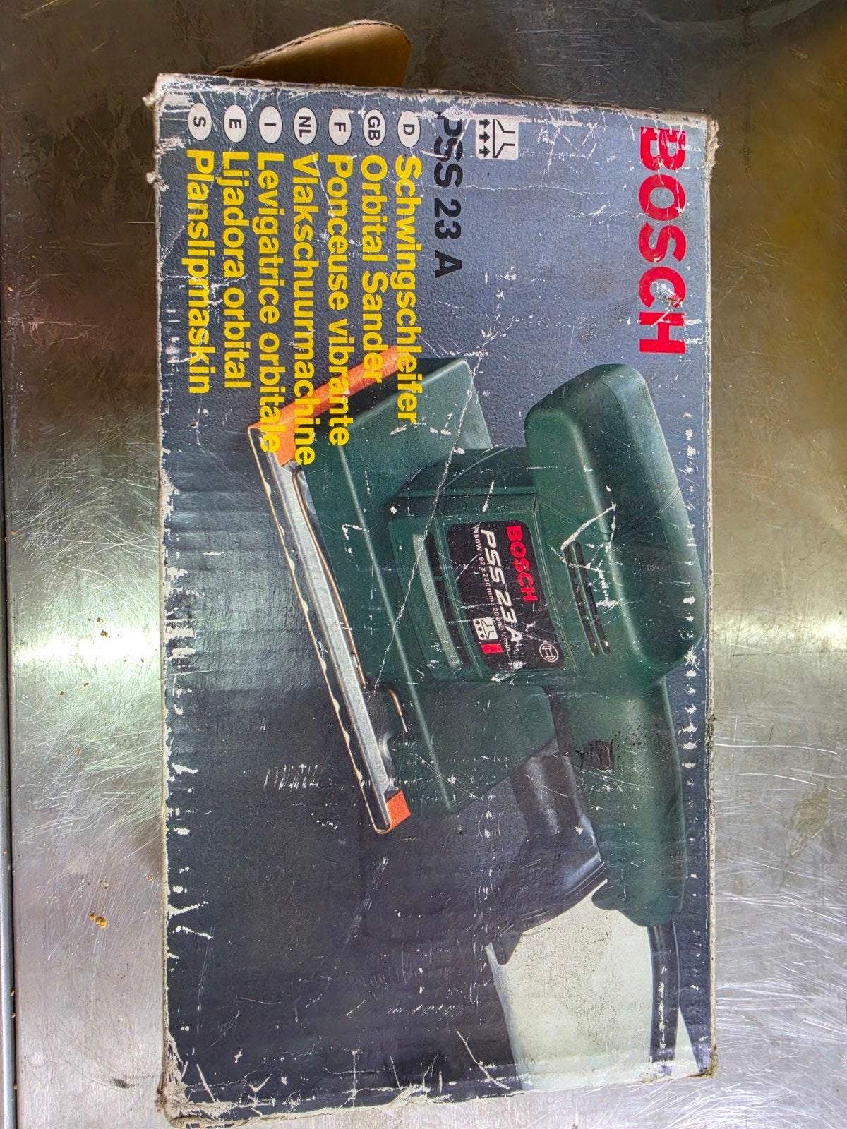 Bosch PSS 23 A Vlakschuurmachine - Gebruikt met doos, Ophalen of Verzenden, Gebruikt, Minder dan 600 watt, Vlakschuurmachine