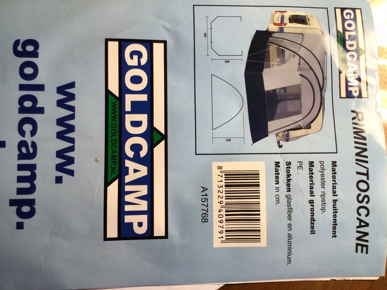 Nieuwe Goldcamp Rimini/Toscane voortent / luifel, Caravans en Kamperen, Verzenden, Nieuw, Polyester, Overige merken