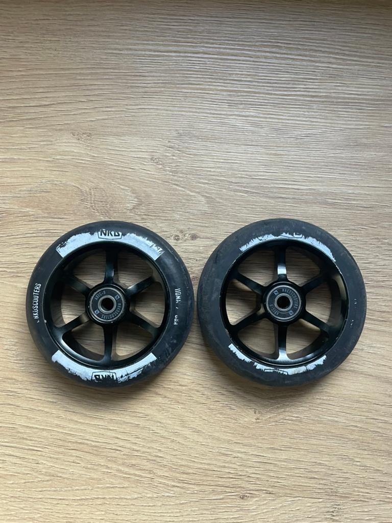 NKD Scooters wielen 110mm zwart (2 stuks) met lagers, Fietsen en Brommers, Steps, Ophalen of Verzenden, Zo goed als nieuw, Gewone step