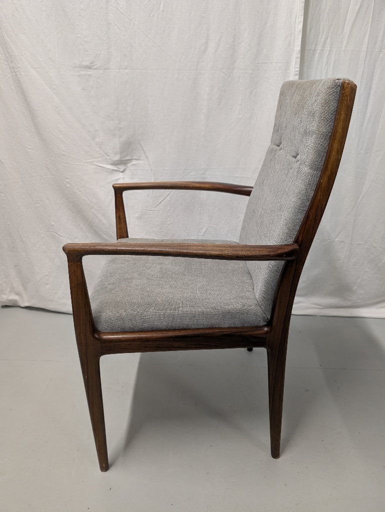 Vintage Deense pallisander stoel met armleuning - 50s, Huis en Inrichting, Stoelen, Ophalen, Gebruikt, Stof, Deens midcentury design