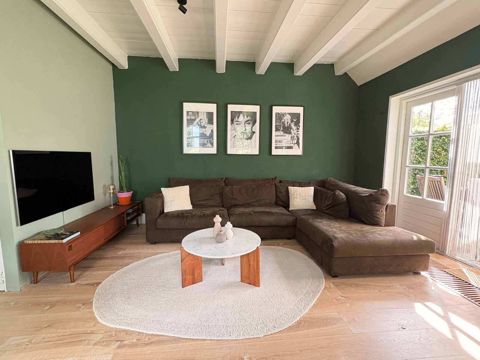 Hoekbank groen met chaise longue bank lounge hoekbanken, Ophalen, Gebruikt, Stof