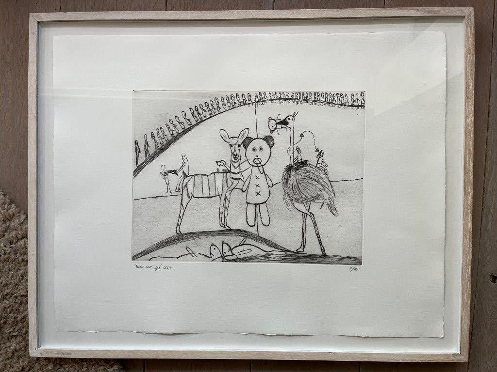 Irene van Dijk - Ets - Having fun uit 2004, 2000 tot heden, Dagelijks leven, 40 cm, Ets