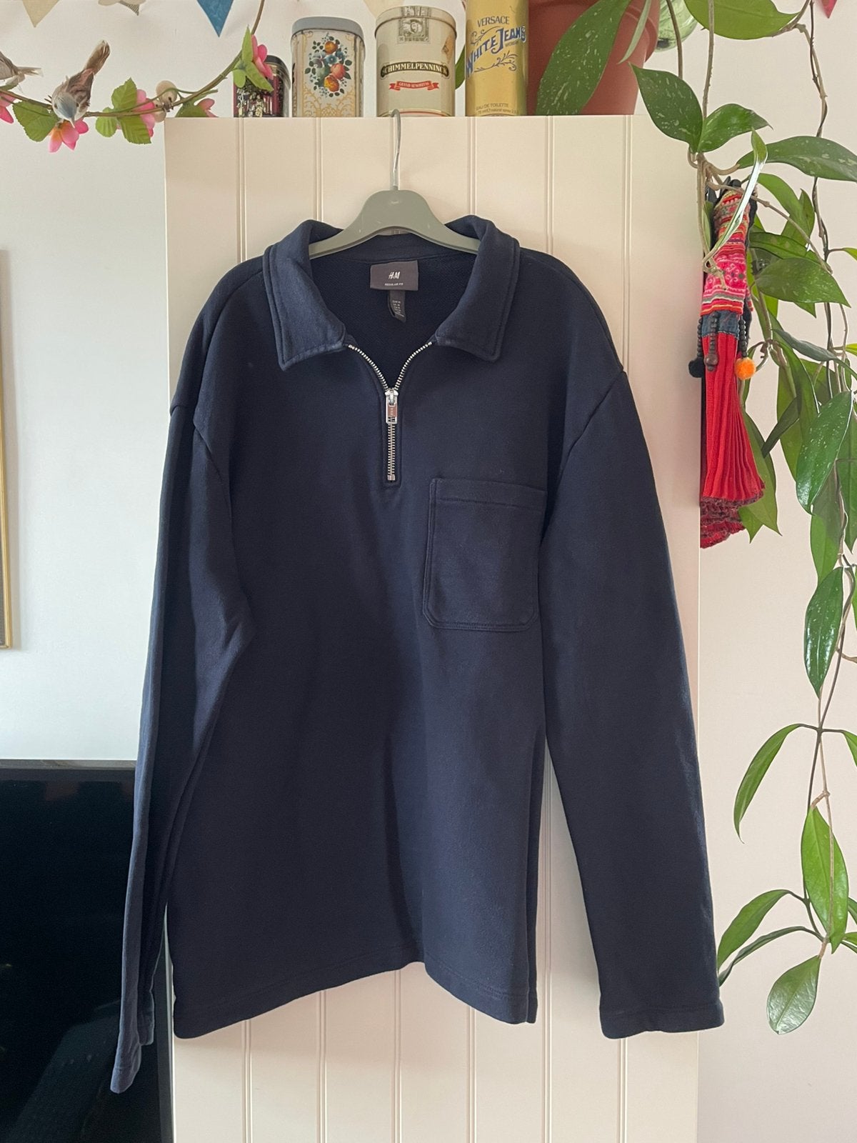 H&M zip-up trui, Ophalen of Verzenden, Gedragen, Maat 48/50 (M), Blauw