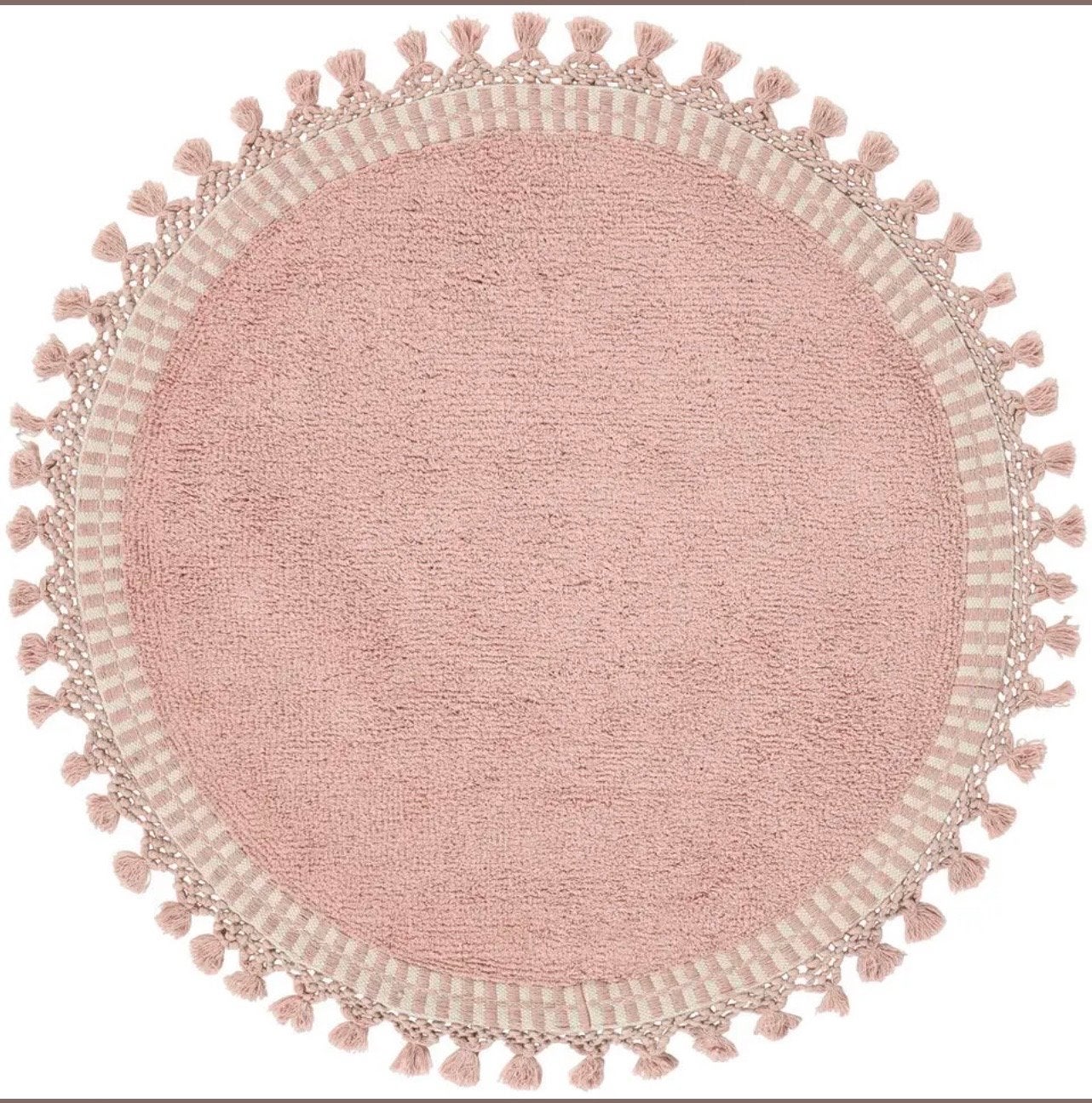 Roze rond vloerkleed 100 cm - Zo goed als nieuw, Ophalen, Rond, 50 tot 100 cm, Zo goed als nieuw