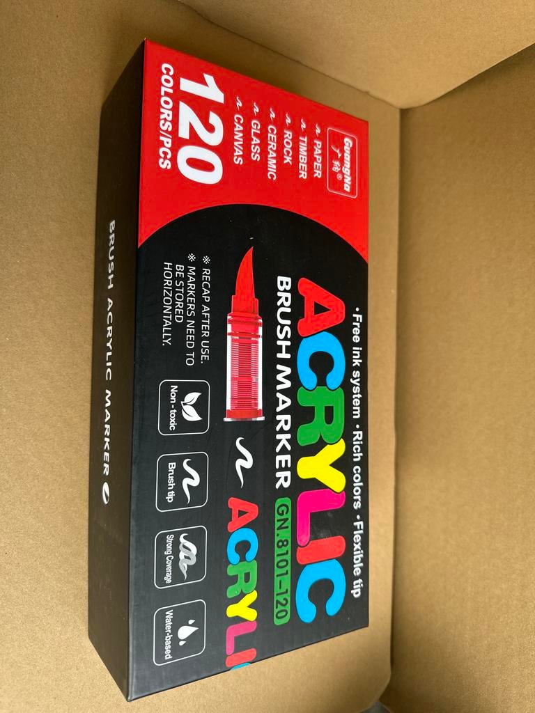 120 Stuks Acryl Kwast Markers Set - Diverse Kleuren, Ophalen of Verzenden, Nieuw, Potlood of Stift