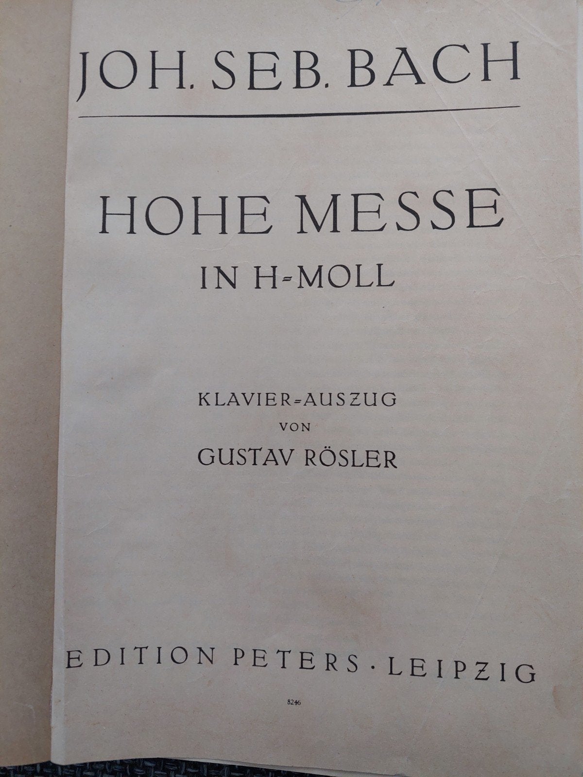 J.S. Bach Hohe Messe in H-Moll- Klavier-Auszug Edition Pete, Muziek en Instrumenten, Gebruikt, Piano, Klassiek, Ophalen of Verzenden