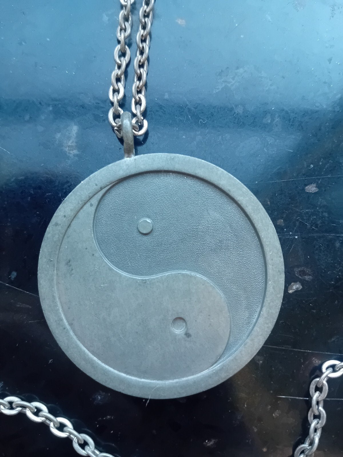 Jorgen Jensen Denmark 295 Yin Yang ketting van tin, Gebruikt, Ophalen of Verzenden, Zilver, Overige materialen