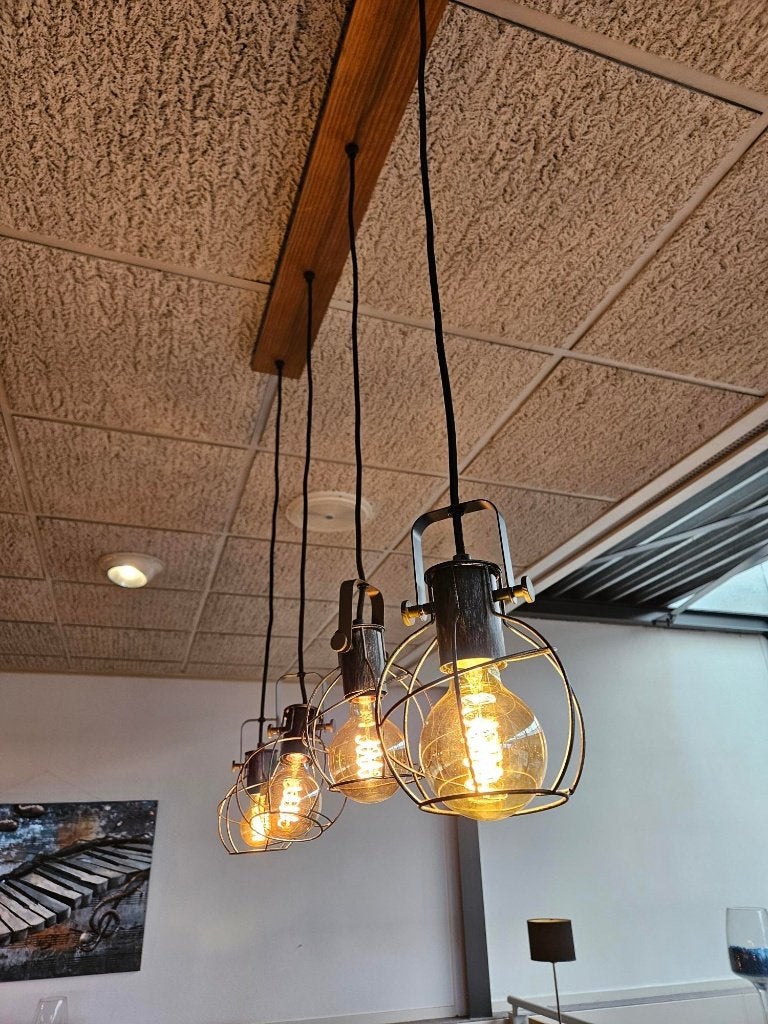 Hanglamp Matti | Hout - 4x E27 - 90 cm, Ophalen, Zo goed als nieuw, Hout