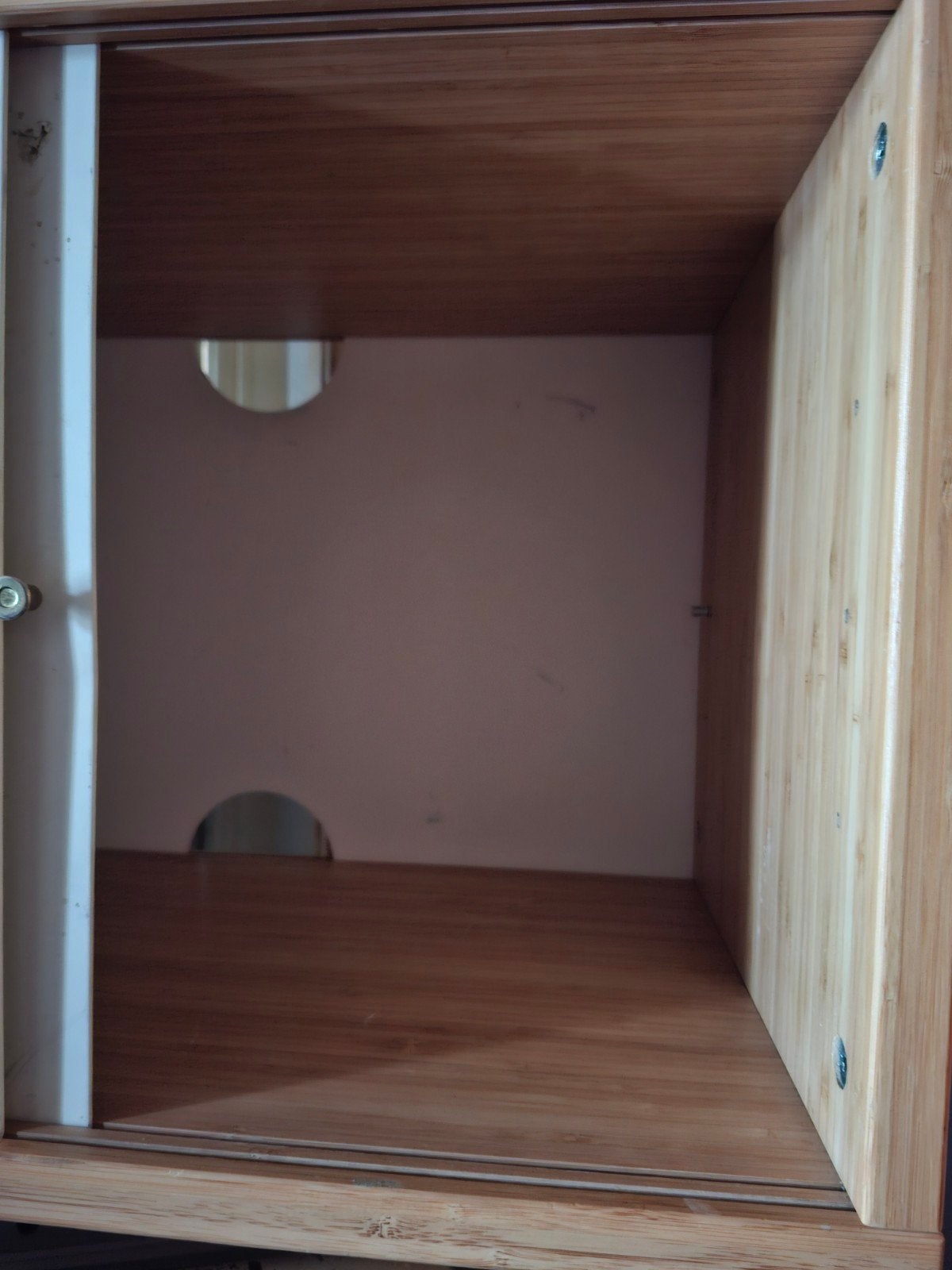 Bamboe houten kast met metalen schuifdeuren, Ophalen of Verzenden
