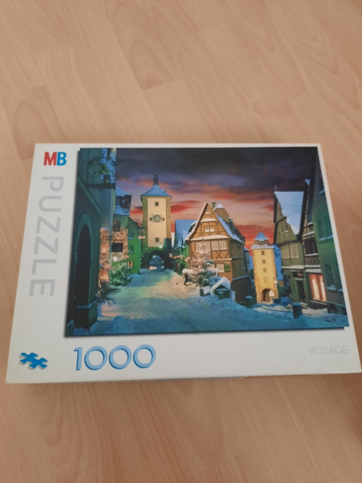 MB Voyage 1000 stukjes puzzel - Winterlandschap, Ophalen of Verzenden, 500 t/m 1500 stukjes, Gebruikt, Legpuzzel