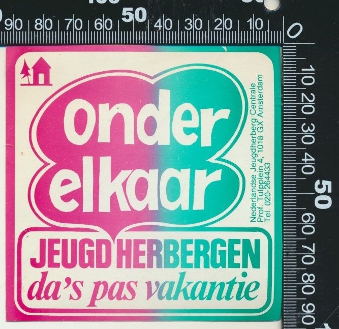Sticker: NJHC - Jeugdherbergen - Das pas vakantie (5), Verzenden, Zo goed als nieuw, Bedrijf of Vereniging