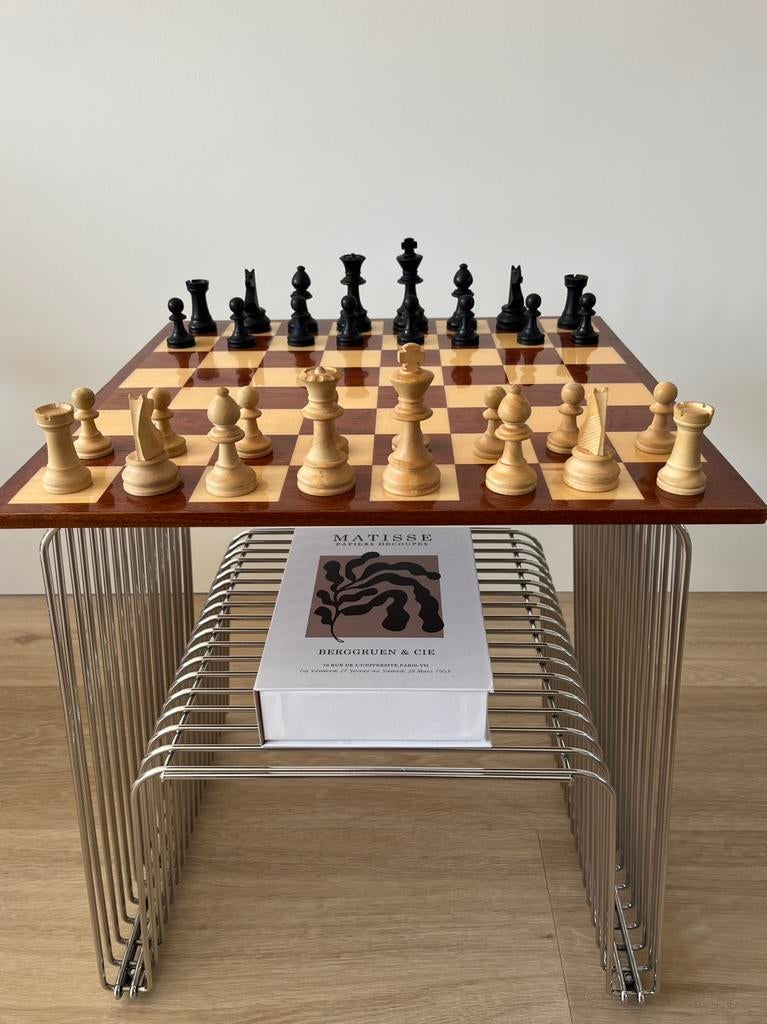 Vintage schaakbord + schaakstukken schaken chessboard, Ophalen of Verzenden, Gebruikt