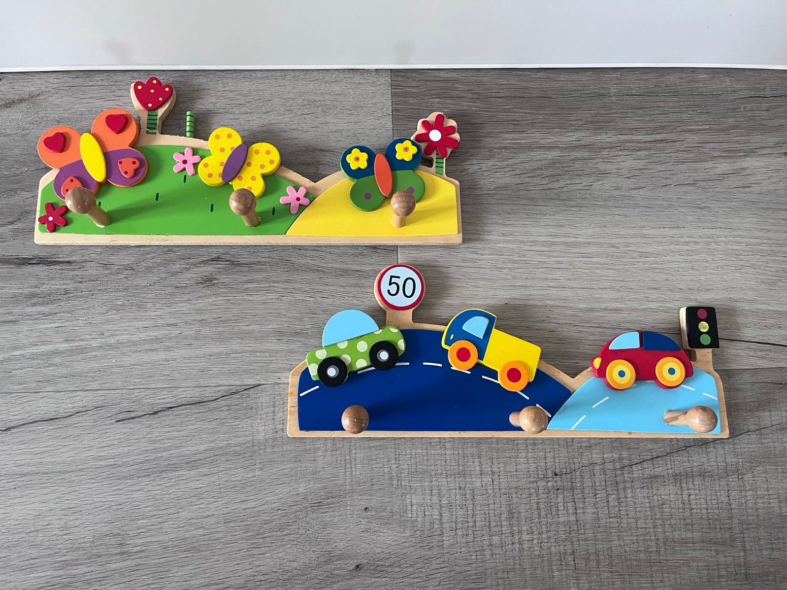 Leuke houten kinderkapstokjes (set van 2 of apart), Gebruikt, Ophalen of Verzenden, Minder dan 100 cm, Kinderkapstok