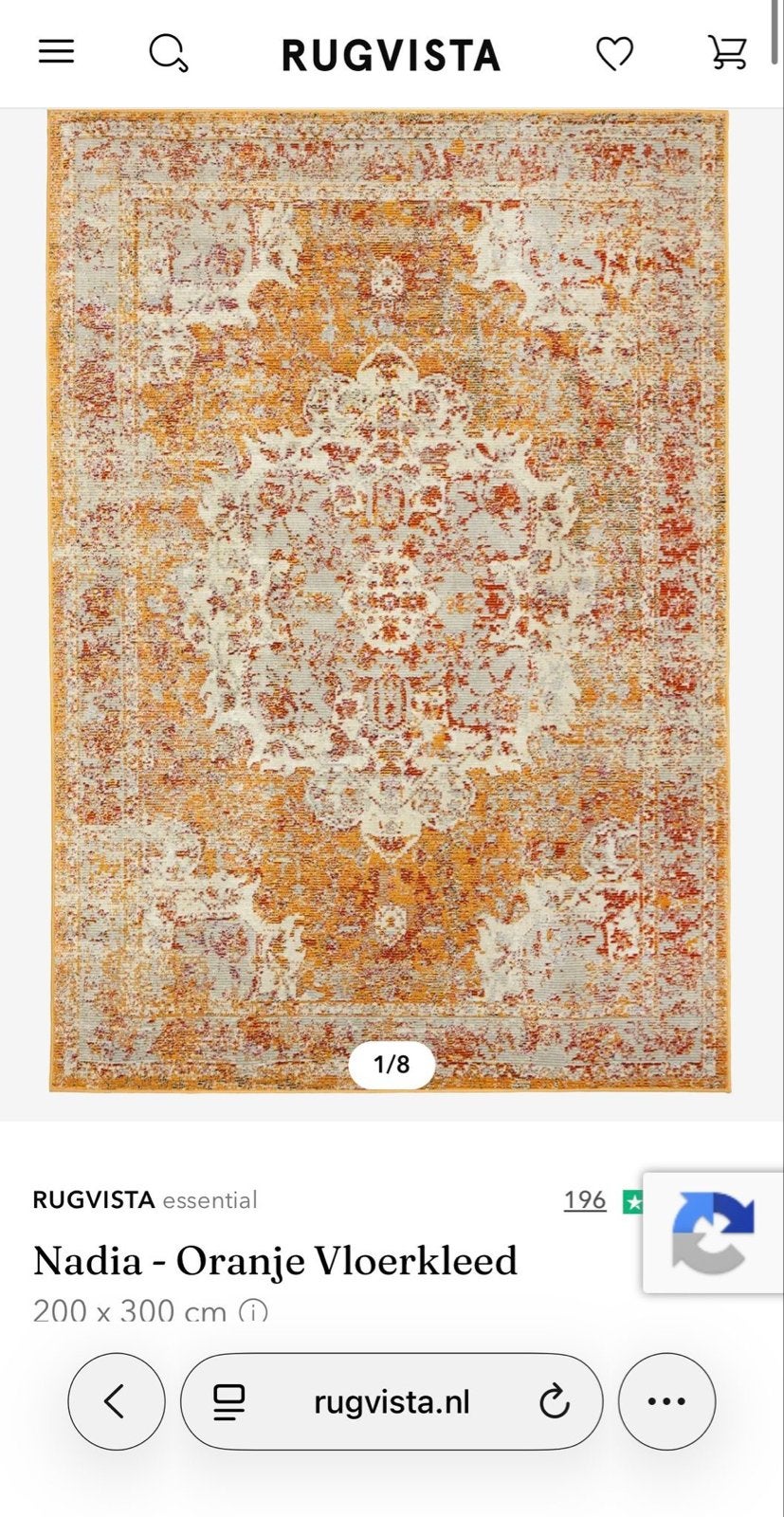 Prachtig oranje vloerkleed 'Nadia' van Rugvista (200x300 cm), Huis en Inrichting, Stoffering | Tapijten en Kleden, Ophalen, Oranje