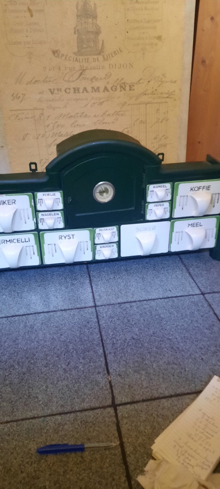 Vintage kruidenrek met lades - Groen emaille, Ophalen