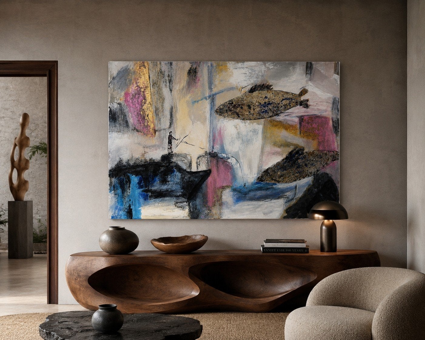 Nieuw abstract schilderij op hout 75x115, Antiek en Kunst, Kunst | Schilderijen | Abstract, Ophalen