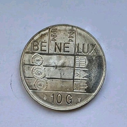 Zilveren Benelux 10 gulden munt 1944-1994 Koningin Beatrix, Koningin Beatrix, Zilver, Losse munt, Overige waardes
