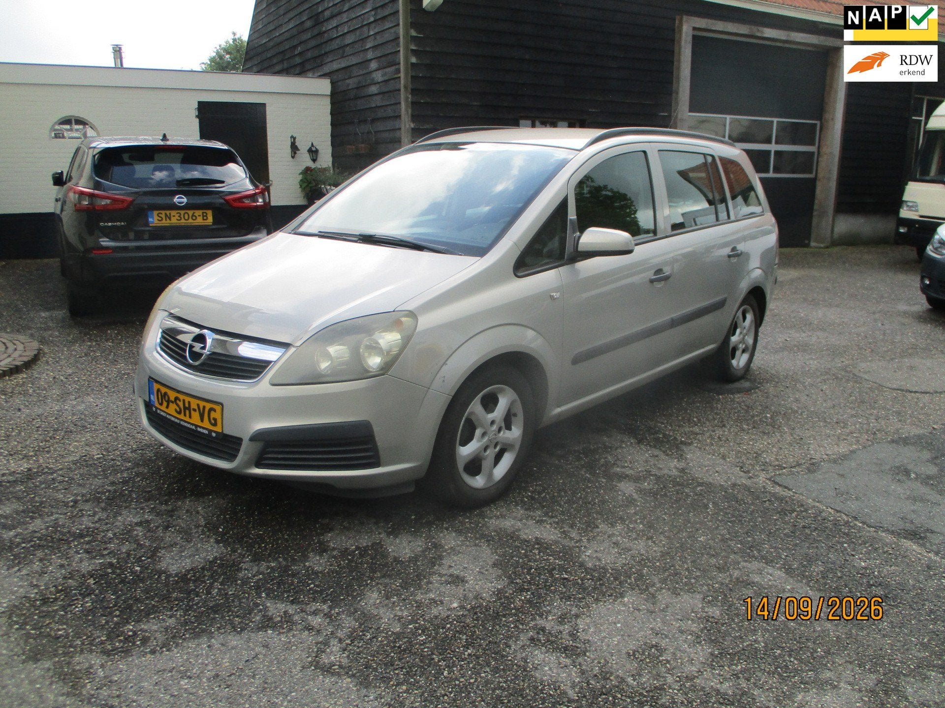 Opel Zafira 1.6 Business 7 Persoons uitv. Rijdt goed. 2006, Auto's, Voorwielaandrijving, Stof, Gebruikt, Zwart