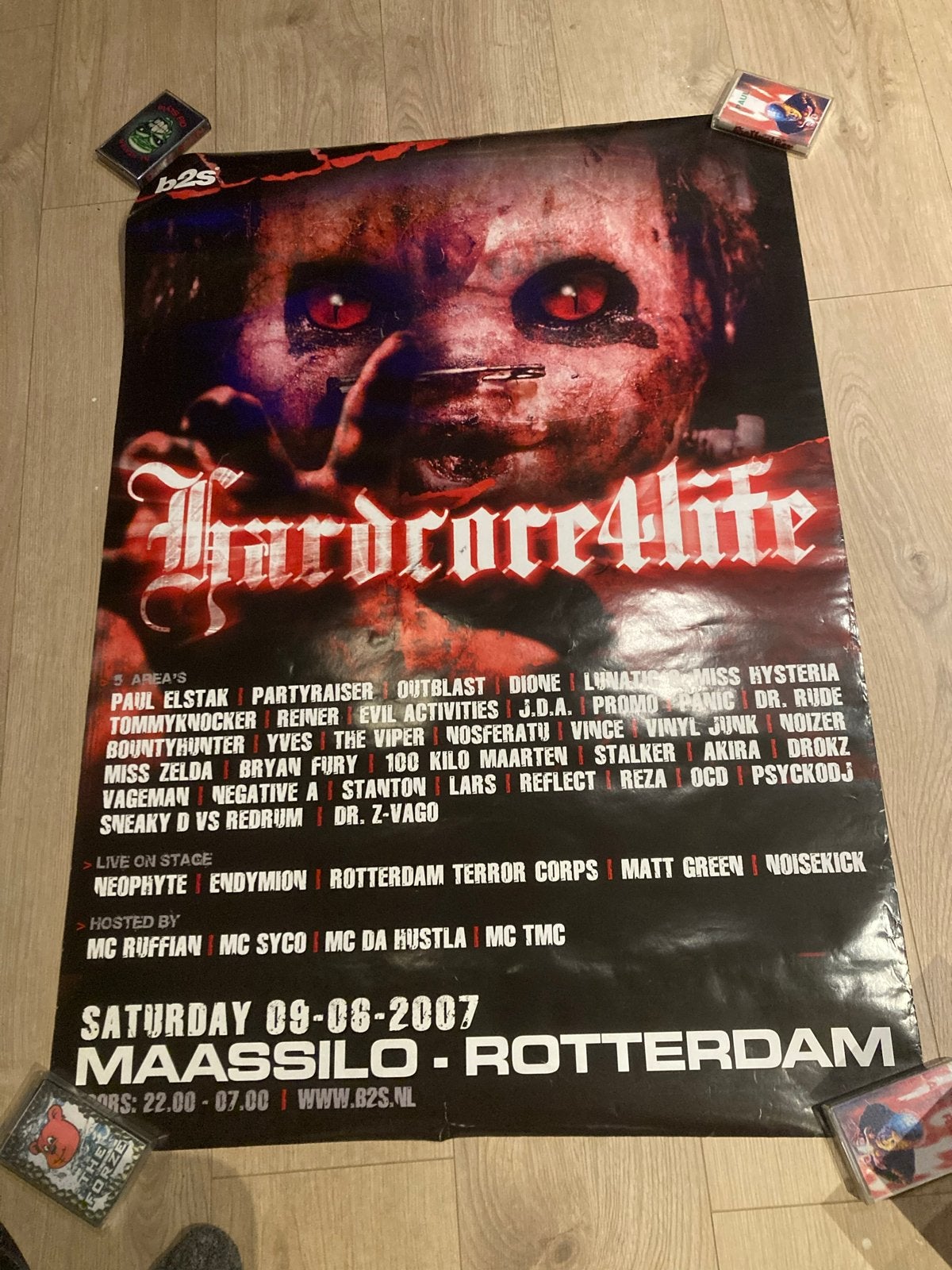 Poster Hardcore4life 2007 Gabber Rave, Ophalen of Verzenden, A1 t/m A3, Muziek, Rechthoekig Staand