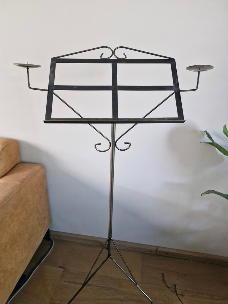 Antieke Muziekstandaard - 133cm Hoog met Kandelaars, Ophalen of Verzenden