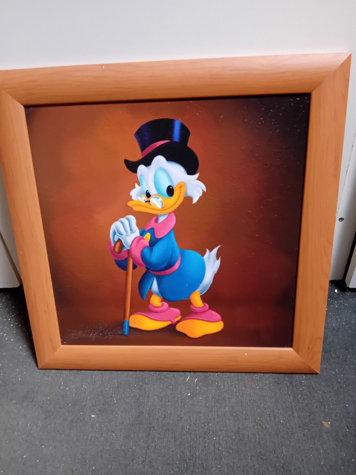 Oom Dagobert Disney schilderij in lijst 50 bij 50, Verzamelen, Ophalen of Verzenden, Donald Duck, Gebruikt, Plaatje of Poster