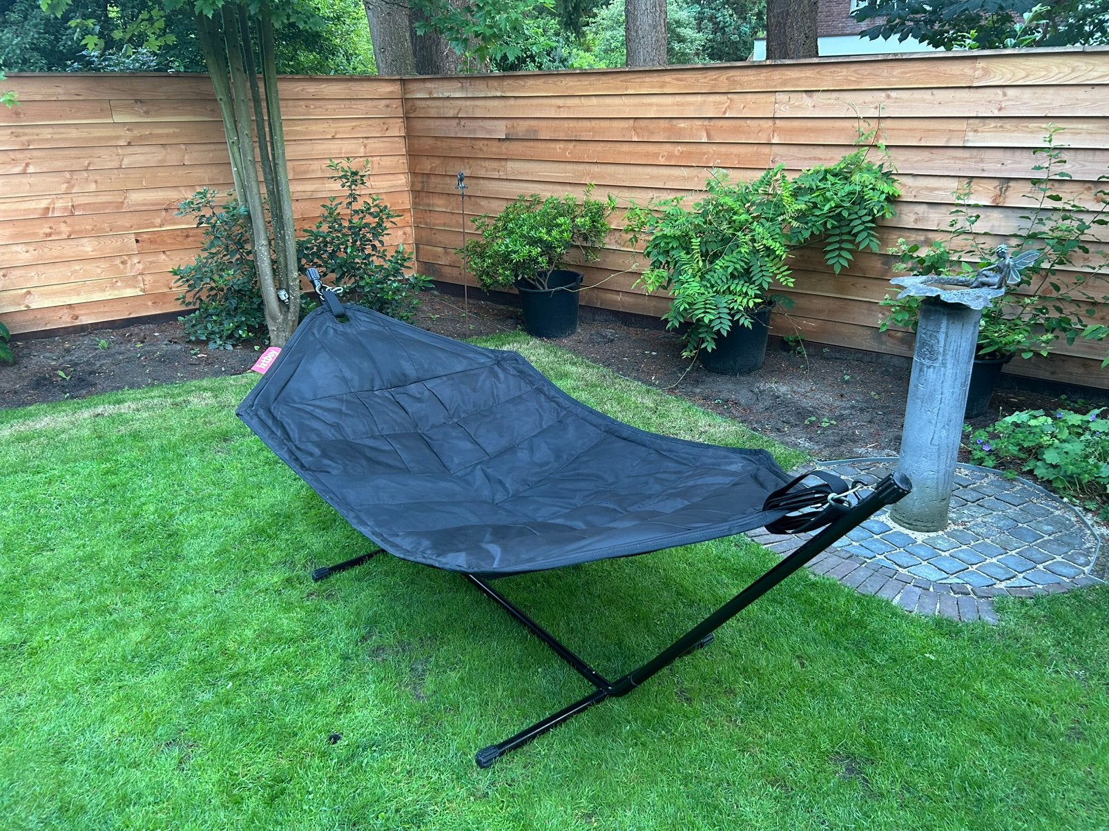 Fatboy hangmat zwart met zwart frame incl 2 opberghoezen, Tuin en Terras, Ophalen, Opvouwbaar, Zo goed als nieuw, Eenpersoons