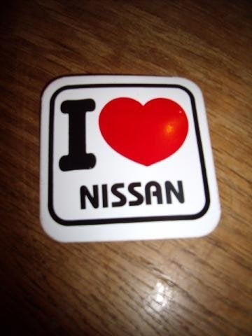 Nissan sticker I love Nissan 7,5 x 7,5 cm, Ophalen of Verzenden, Zo goed als nieuw, Bedrijf of Vereniging