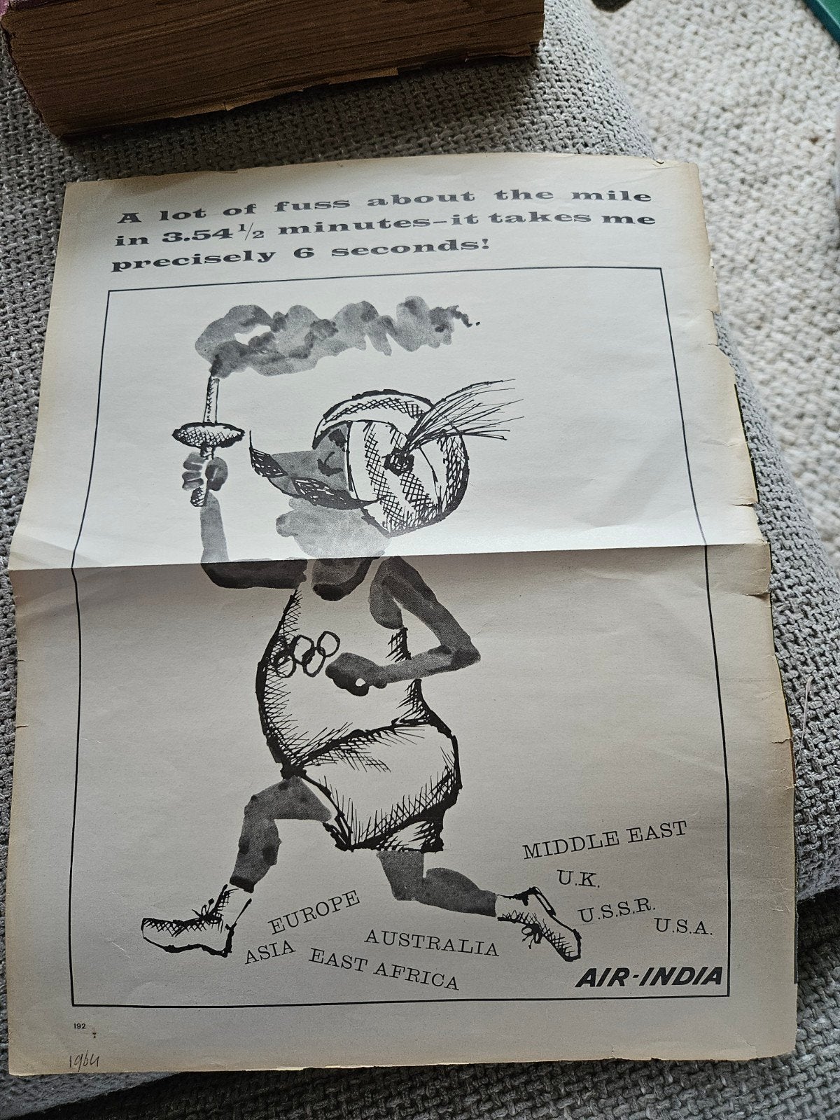 Air-India Olympische Spelen 1964 reclame knipsel, Ophalen of Verzenden