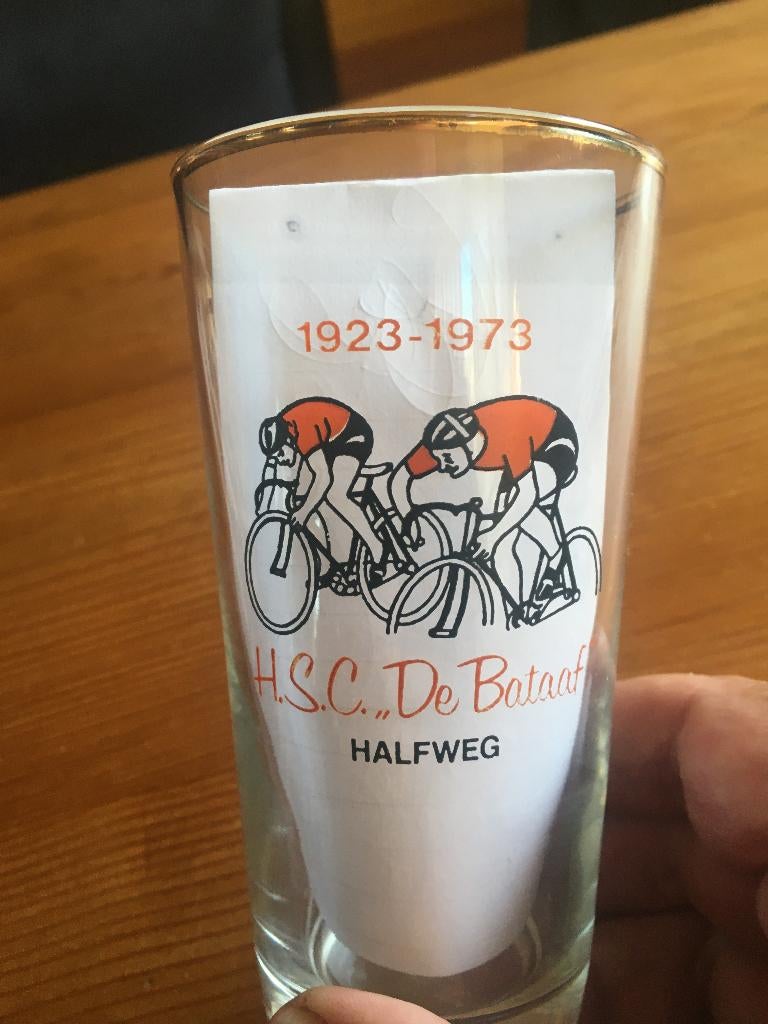Bierglas- De Bataaf - Halfweg - Wielrennen, Ophalen of Verzenden, Zo goed als nieuw, Bierglas